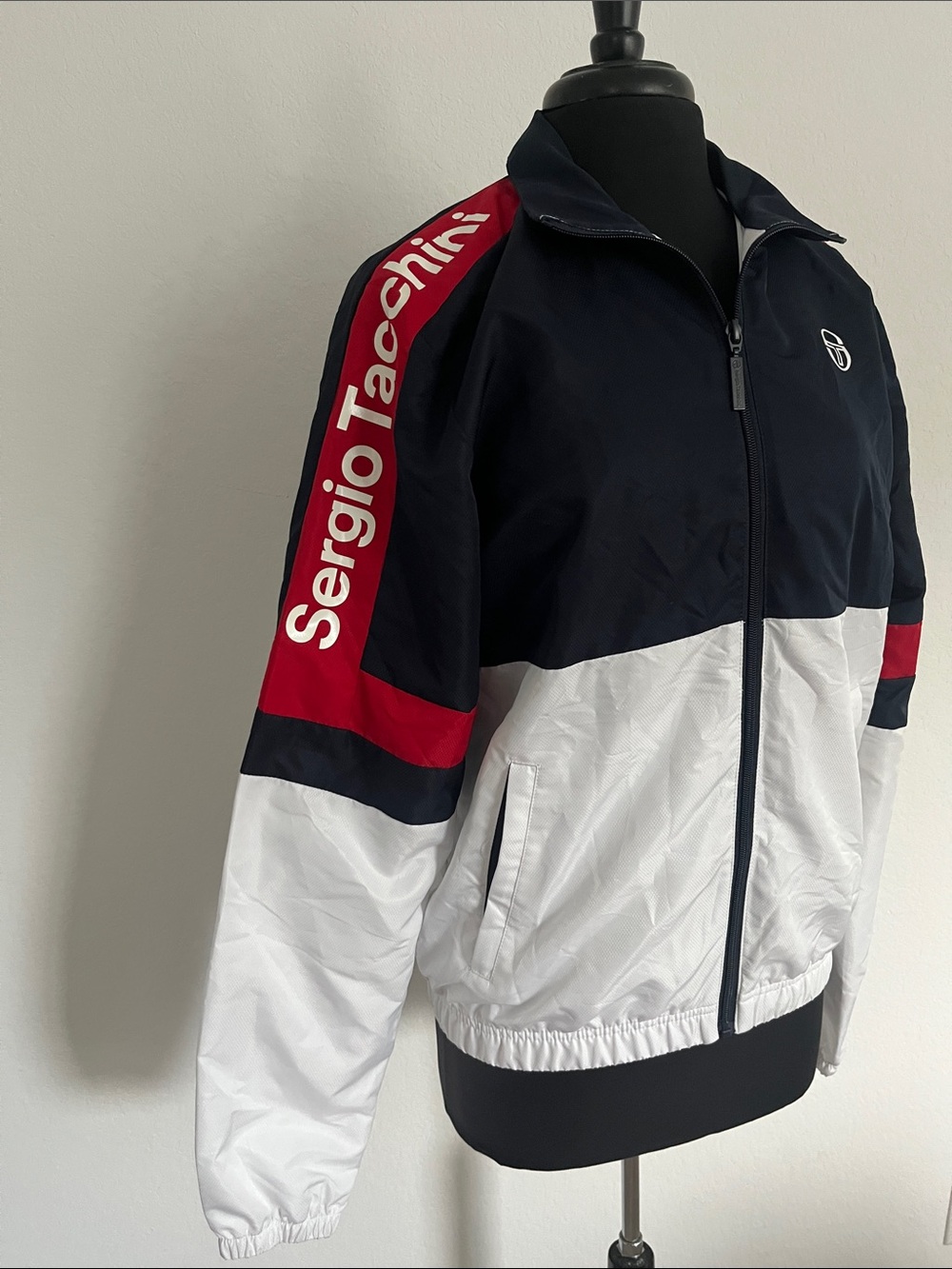 Sergio Tacchini Navy White Red Retro Colorblock Windbreaker